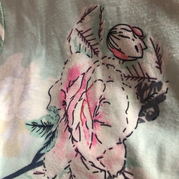 She & Sho Women’s Tee Shirt Short Sleeve Stripe Floral Soft Comfy Front Pocket - Picture 6 of 9